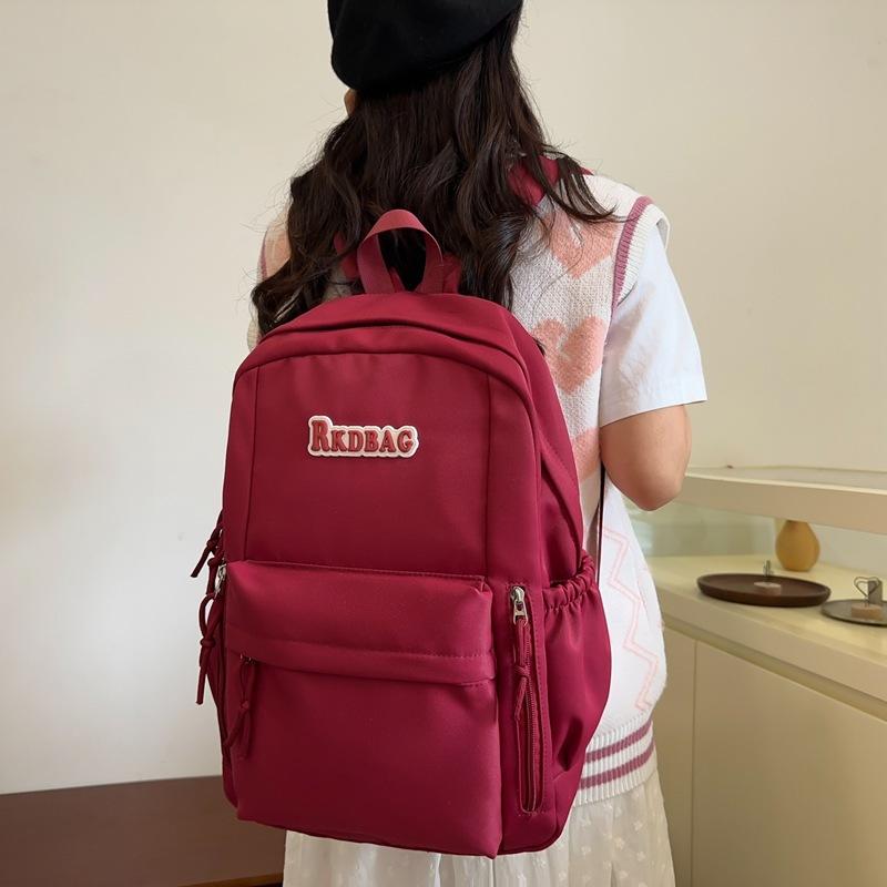 Студенческий однотонный школьный женский рюкзак в студенческом стиле с буквенным принтом, рюкзак большой емкости