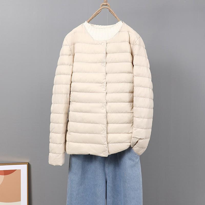 2024 Women's Slim Lightweight Down Jacket - Short, Round Neck, Warm Inner Layer, Trendy Plus Size Outerwear