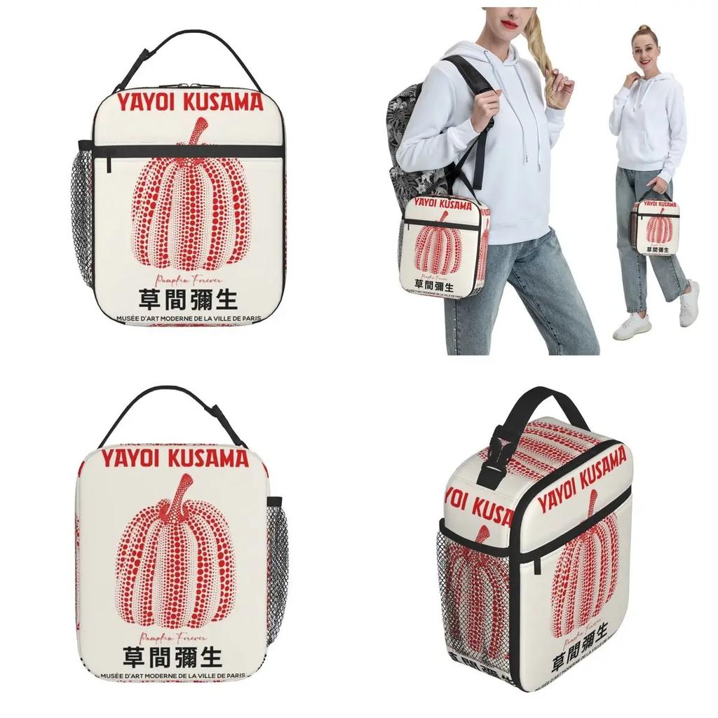 Ланч-бокс Yayoi Kusama Merch Reworked Red Pumpkin Lunch Container Y2K Cooler Thermal Lunch Box For School