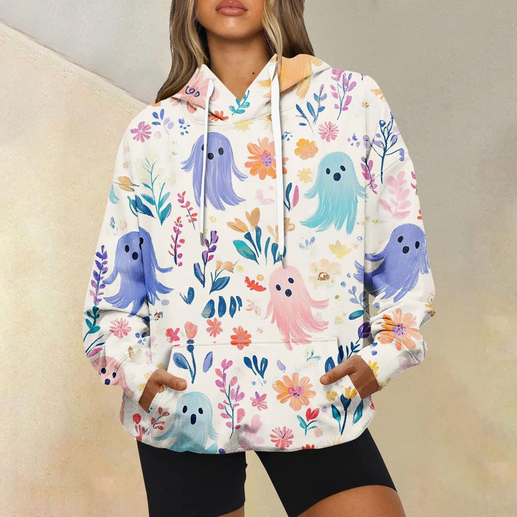 Women's Fashion Casual Long Sleeve Hooded Printed Sweatshirt
