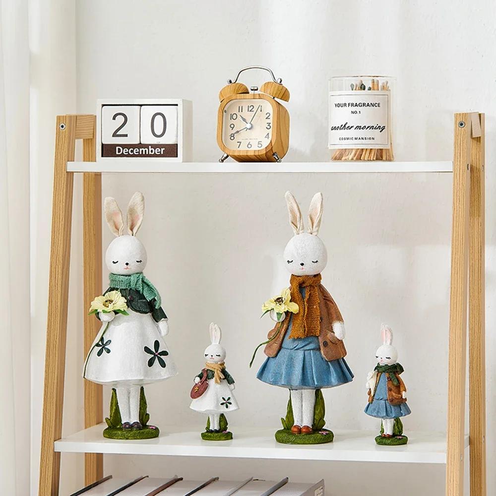 Скульптура Смола Животное Статуэтка Миниатюрная Прекрасный Декор Комнаты Современный Декор Дома Миниатюрная Детская Игрушка Настольные Аксессуары Креативный Кролик