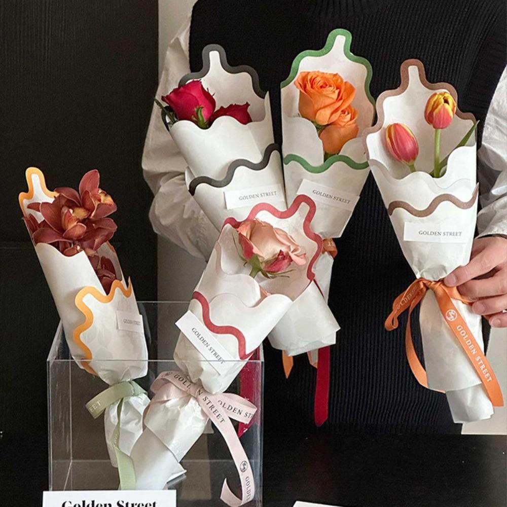 Kraft Paper INS Flower Wrapping Paper Wavy Border Bouquet Wrapping Material Fashion DIY Crafts