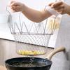 Folding Salad Basket Stainless Steel Kitchen Fried Food Strainer Rust-Proof Oil Filter Basket for Fruits French Fries Vegetables