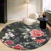 Элегантный 3D ковер в стиле ретро с большим цветком, круглый коврик для стула, классический коврик для журнального столика, ковер для прихожей, украшение в европейском стиле, прикроватный ковер