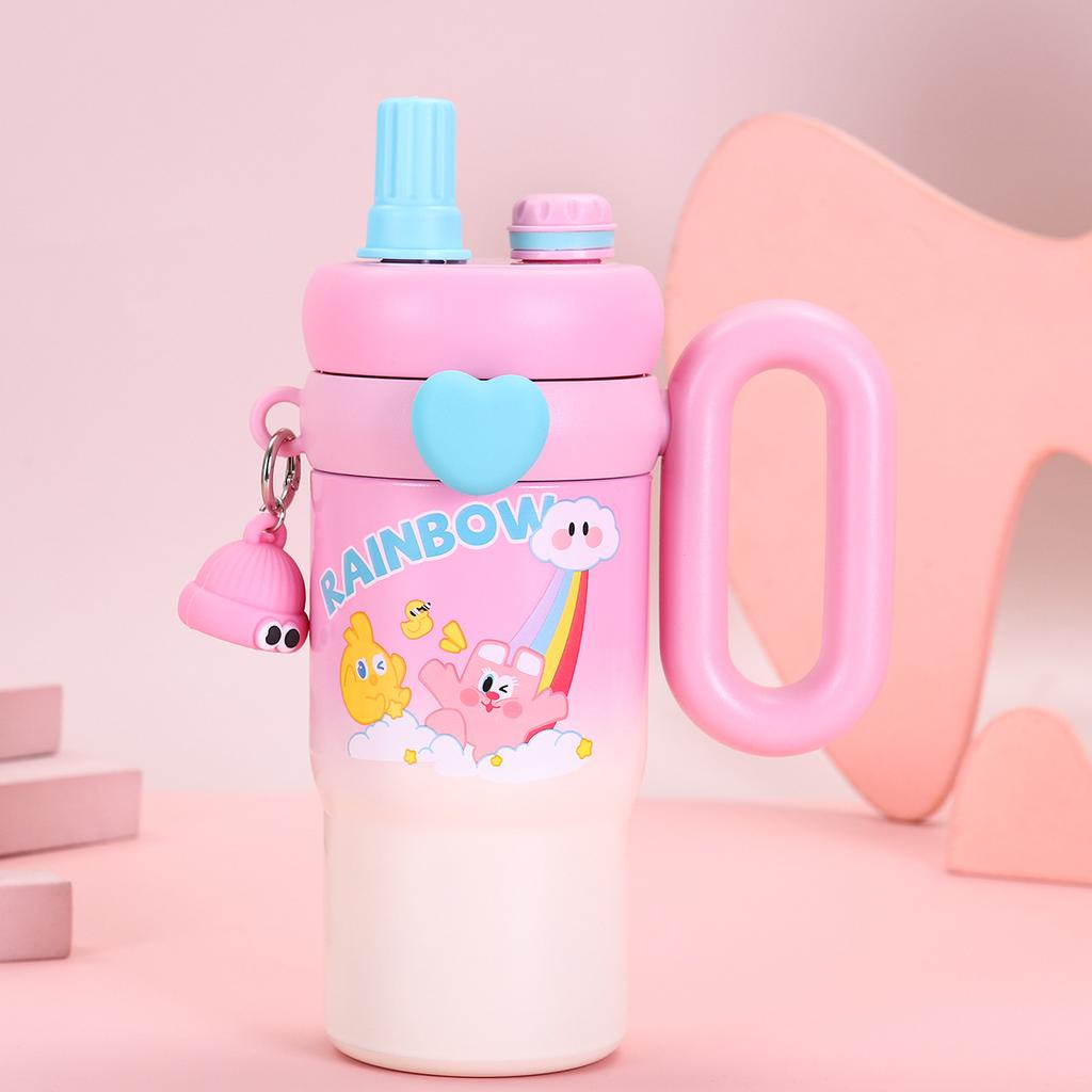 Новая термокружка с мультяшной фигуркой из нержавеющей стали для девочек, большая емкость, соломенная кружка, высокий уровень внешнего вида, ледяная кружка Bully