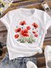 (Asian Size) Sweet Watercolor Trend Clothing Casual Print Lady Women Tee Top Flower Fashion Short Sleeve T Shirt Female Graphic T-shirts