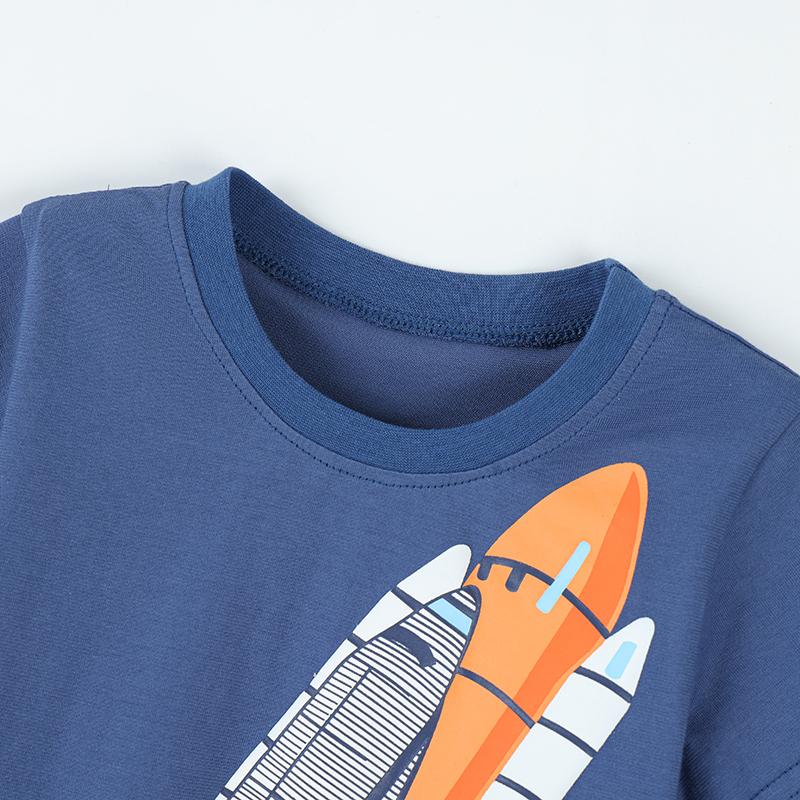 Little maven Children's Clothing Tops Tees Baby Boys 2026 New Summer Cartoon Rockets T Shirts Teenagers t-shirts