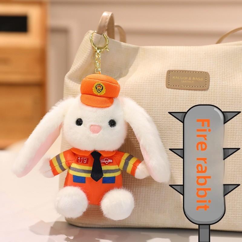 Plush Police Rabbit Keychain With Pp Cotton Filling For Kids And Collectors