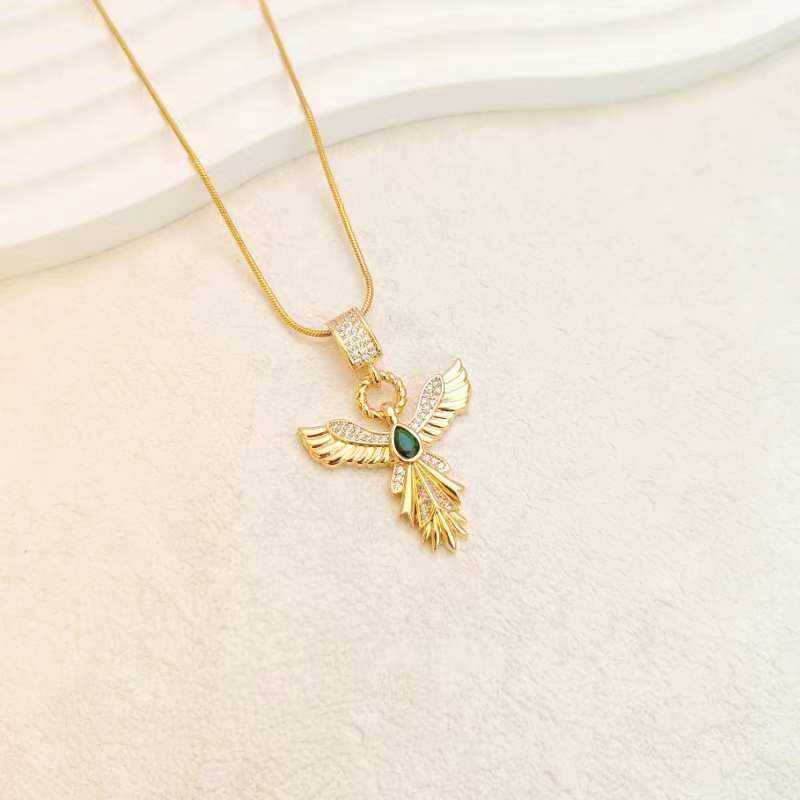 Ожерелье «Крылья ангела» Женское Премиальное Личность Универсальное Атмосферное Циркон Феникс Расправляющий Крылья Подвеска Цепочка на ключицу