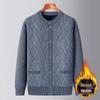 Men's Plus Velvet Knit Cardigan: Warm, Thick Sweater for Middle-aged and Elderly, Perfect for Autumn and Winter