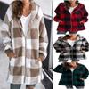 Plush Women's Coat New Long-sleeved Plaid Hooded Zipper Coat with Pockets