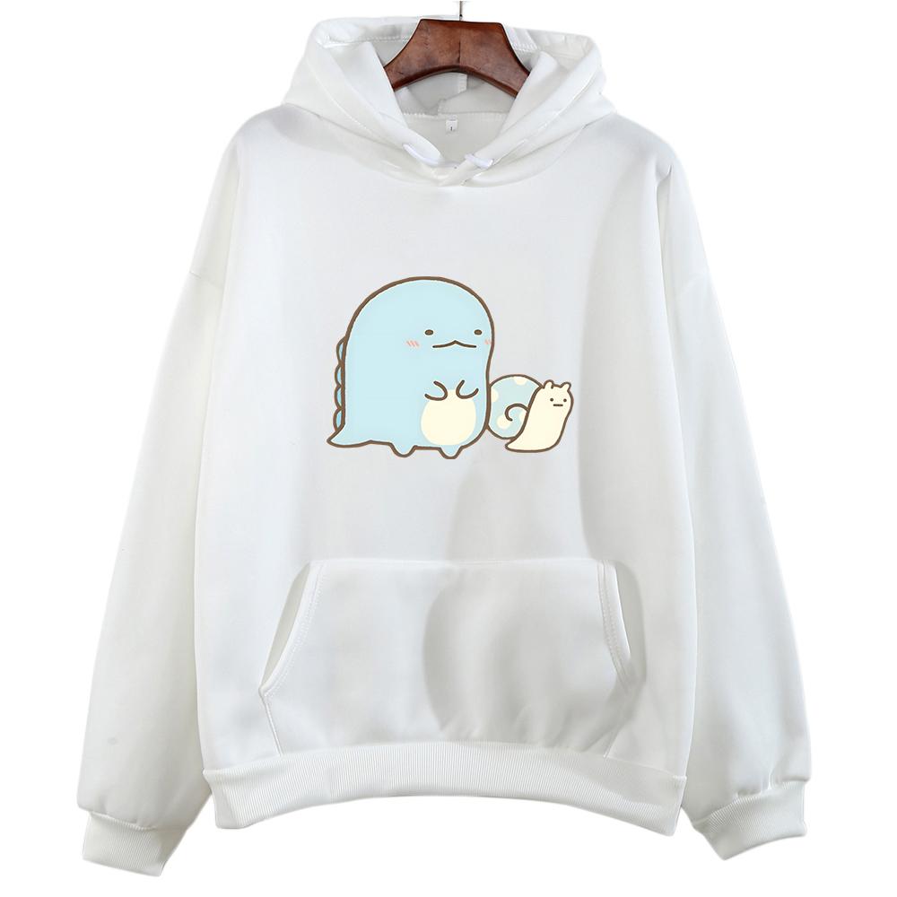 Толстовка с рисунком Dinasour Kawaii Sumikko Gurashi, толстовки для девочек, повседневные пуловеры с длинными рукавами и рисунком для женщин и мужчин, топы
