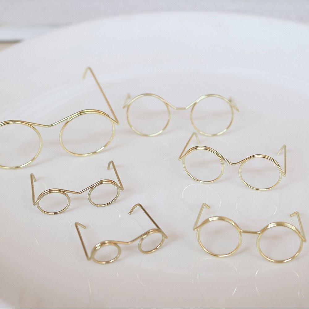 5 шт. Металлические круглые очки для кукол с черной оправой, металлические мини-очки для кукол, детские