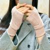 Женские перчатки без пальцев из искусственного меха с отверстием для большого пальца, полупалые перчатки, эластичные, теплые, зимние, для печати, письма, варежки