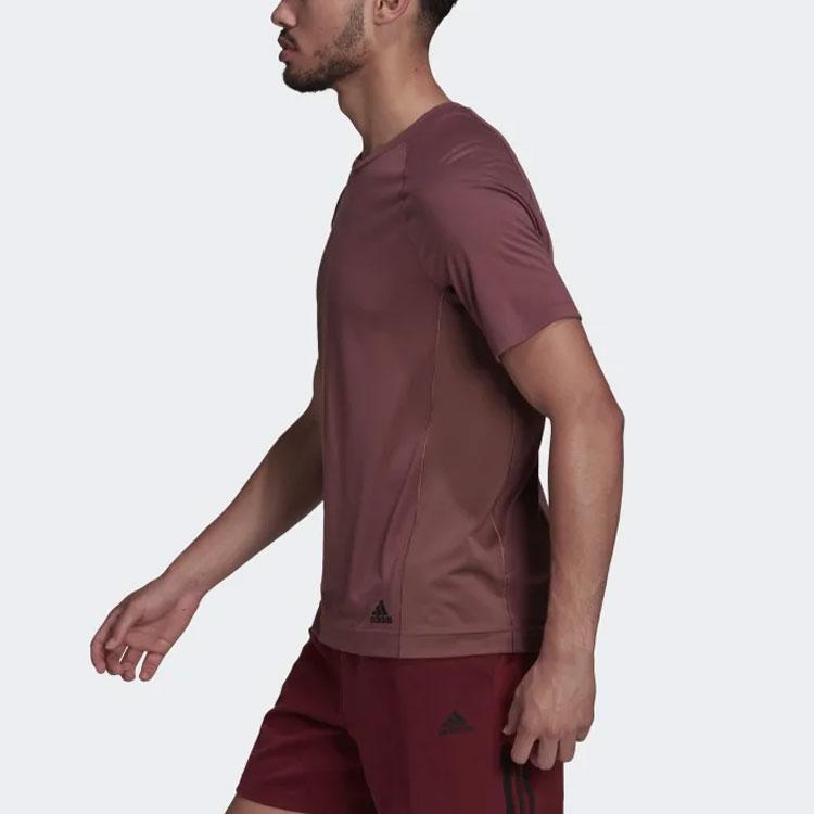 Adidas Футболка с коротким рукавом и однотонным логотипом, мужская, бордового цвета HC2642