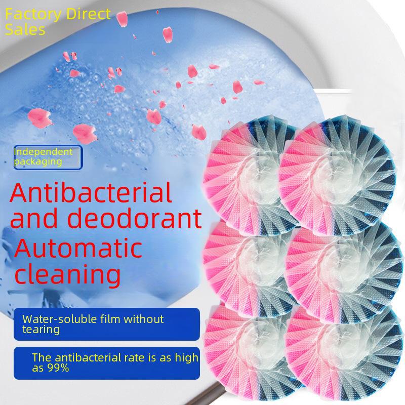 Blue & Pink Two-Color Rose Scent Toilet Cleaner - Automatic Concentrated Pack