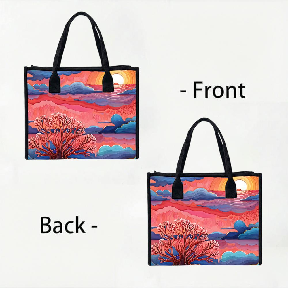 Colorful Sunset Art Tote Bag Fashion Casual Large Capacity Daily Use Portable Handbag for Women Shopping Travel