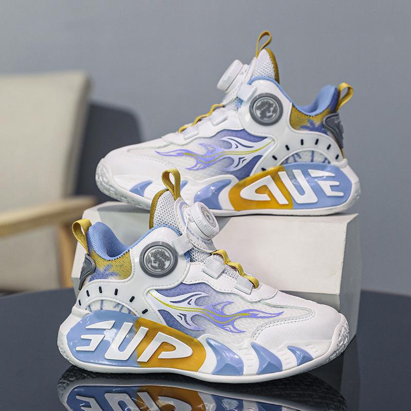 Детские баскетбольные кроссовки на кнопках, кроссовки с фрикционным звуком, весенне-осенние, с кожаным верхом, тренировочная обувь для мальчиков и девочек, новые кроссовки для бега