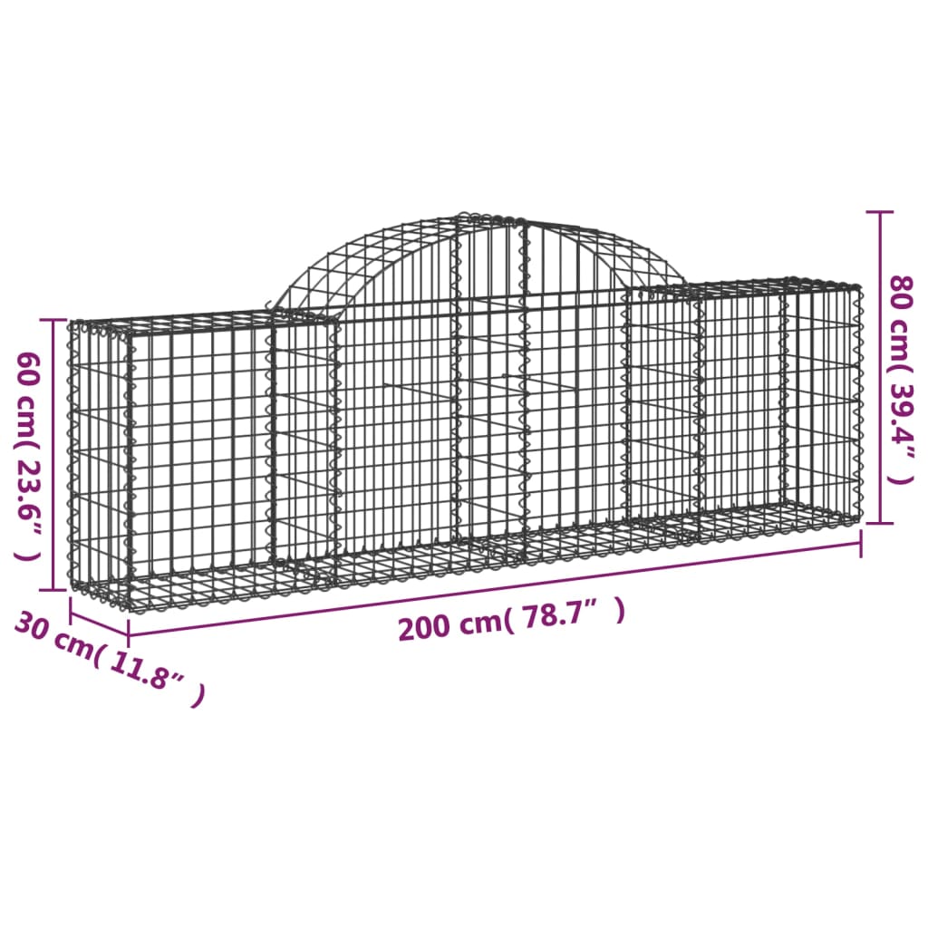 Vidaxl Kosze Gabionowe, 14 Szt, 200X30X60/80 Cm, Galwanizowane Żelazo
