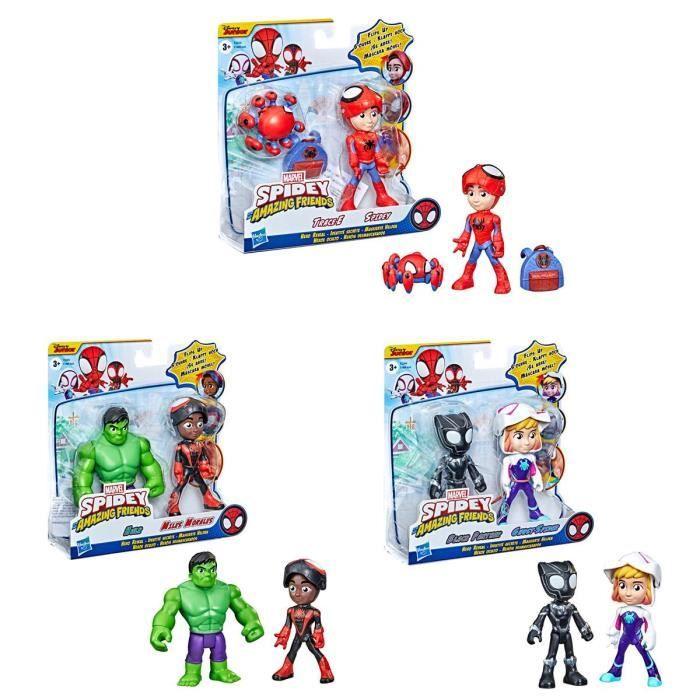 Spidey and His Amazing Friends - F1486 - Pack 6pcs Figurines articulées 10cm - Spidey, Trac-e, Ghost Spider, Morales, Hulk, Panther