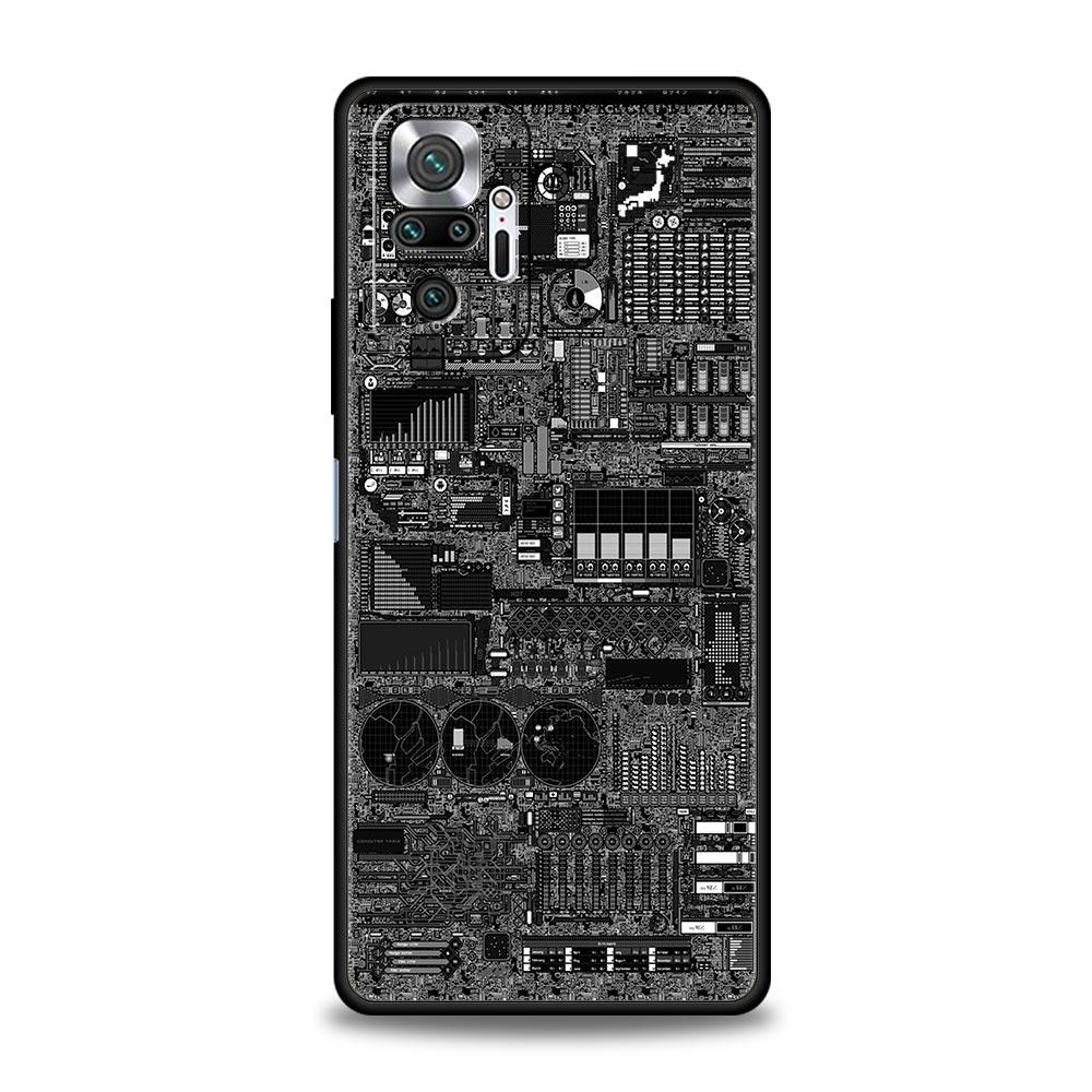 Inside Motherboard Circuit Board Phone Case For Xiaomi Redmi Note 12 11 10 Pro Plus 9S 9 8 7 9T 8T 9C 9A 5G K40 Gaming Cover