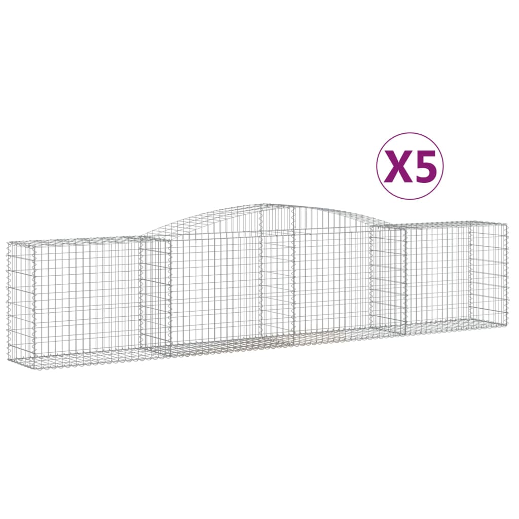 Vidaxl Kosze Gabionowe, 5 Szt, 400X50X80/100 Cm, Galwanizowane Żelazo