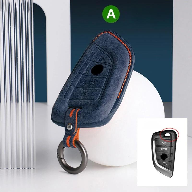 Car Key Case Cover for BMW 3 5 Series X1 X2 X3 X4 X5 X6 X7 F30 F90 F10 G30 G60 E60 F48 F39 E70 F15 F16 325li 530 Suede Keychain