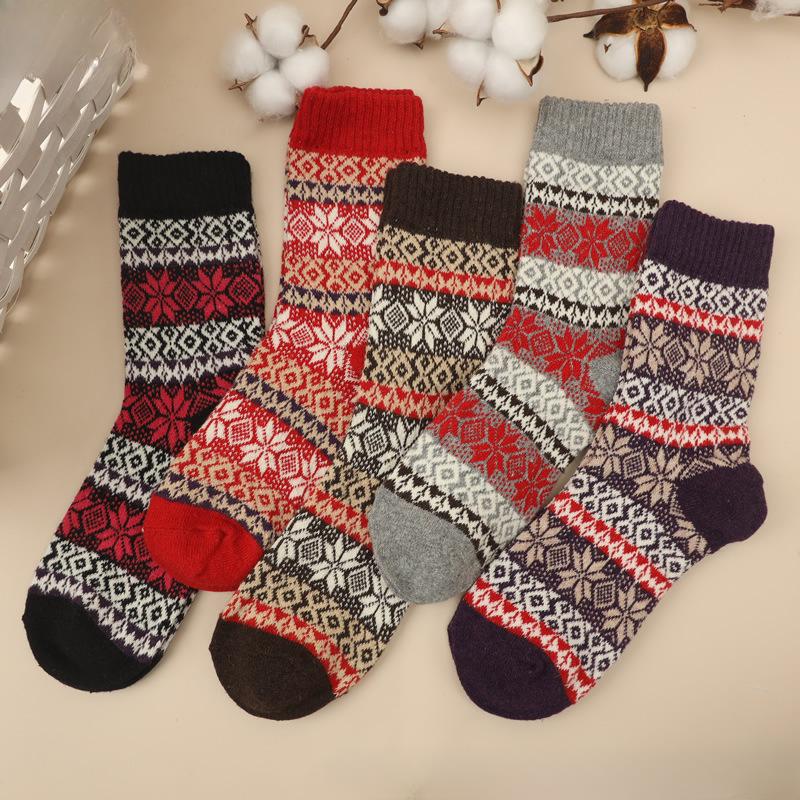 5pcs Women Wool Cashmere Lady Thick Winter Socks Warm Soft Solid Casual Socks