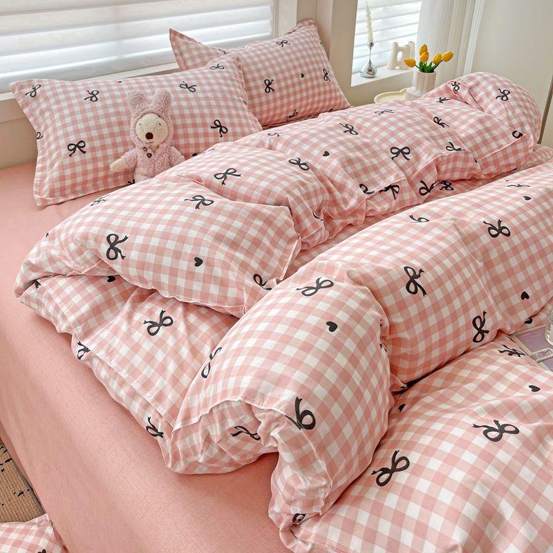 Checkerboard Bedding Set No Comforter Quilt Duvet Cover Pillowcase Flat Sheet Single Queen Size Polyester Bedclothes