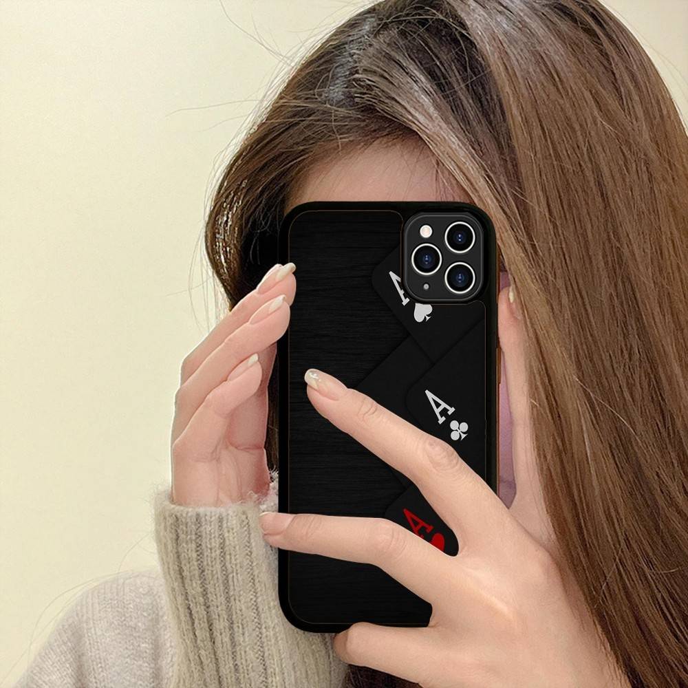 Чехол для телефона с рисунком в виде карт для покера для IPhone 16 Pro Max 15 14 Plus 14 13 12 11 17 PC+TPU Чехлы Задняя крышка