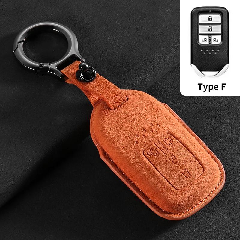 Interior Mouldings Car Remote Key Case Cover For Honda HRV XRV URV Vezel City Civic Jazz BRV BR-V Accord  4 Buttons Suede Keycha