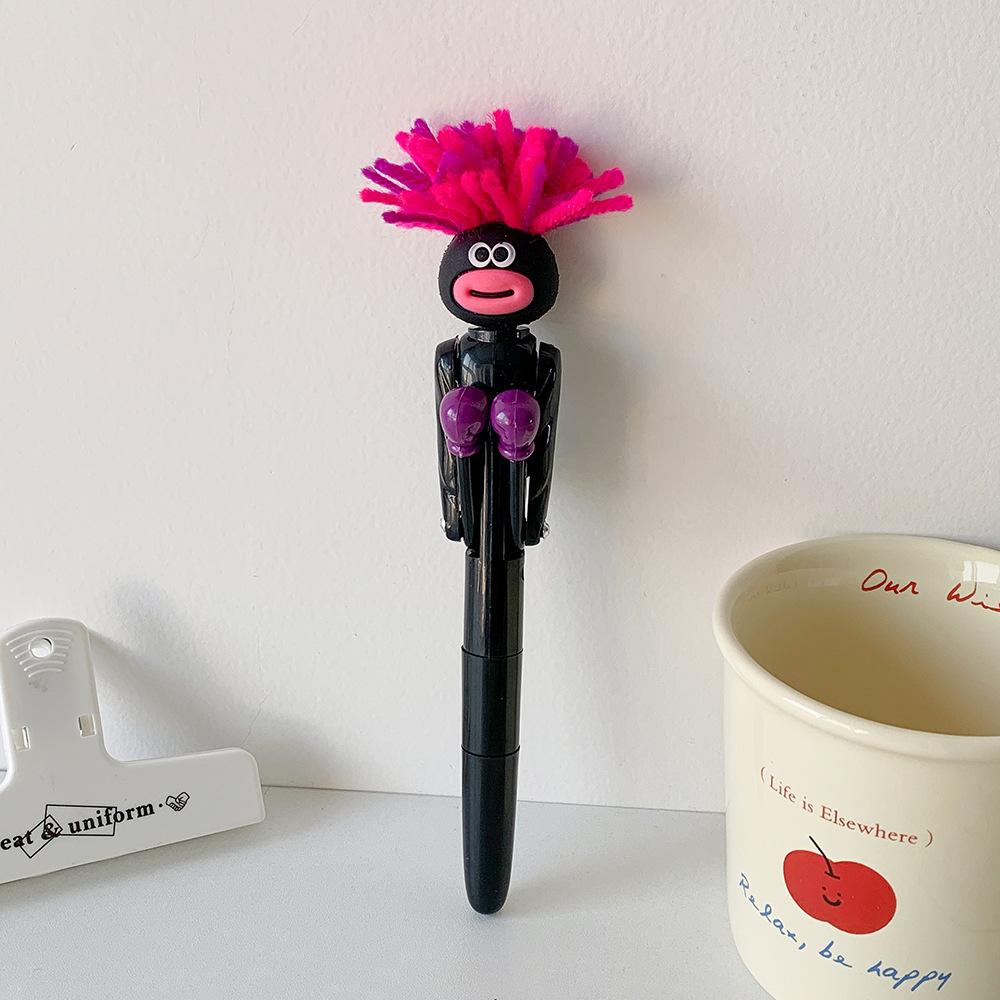 Креативная ручка-робот-боксер с длинными волосами, забавная детская канцелярская принадлежность для снятия стресса, ручка для письма с черными чернилами, школьные принадлежности
