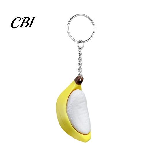 Stainless Steel Key Ring Keychain Pendant, Peeled Banana Stress Relief Toy with Thickened Anxiety Ring, Portable for Keys Backpacks Schoolbags