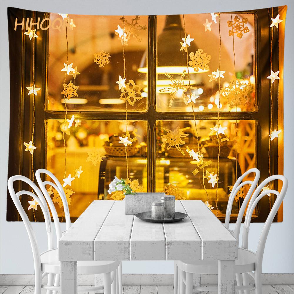 Рождественский гобелен настенный Санта-Клаус Рождественская снежная сцена гобелен на окно Эстетический декор комнаты украшение для дома и праздника