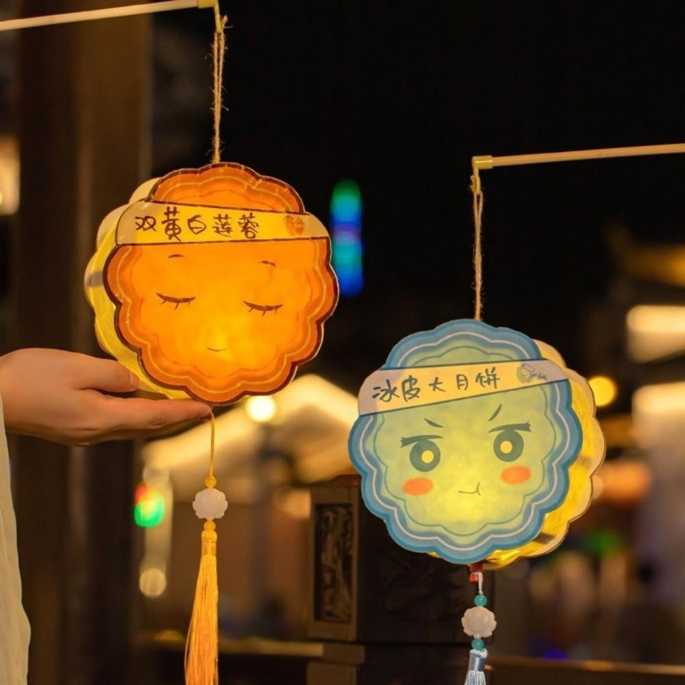 with Tassel Handheld Mooncake Lantern Traditional Portable Glowing Lamp Mid-Autumn Festival