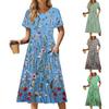 Women's Casual Print Round Neck Midi Dress Basic Classic Outdoor Everyday Short Sleeve Loose Dress Summer