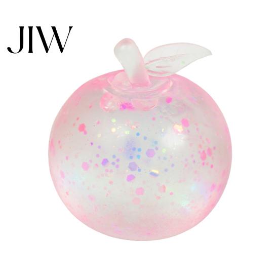 Hand Pressure Relief Tools Maltose Glitter Apple Squeeze Stress Ball, Soft TPR Slow Rising Fidget Rubber Toy for Anxiety Relief, Cute Fruit