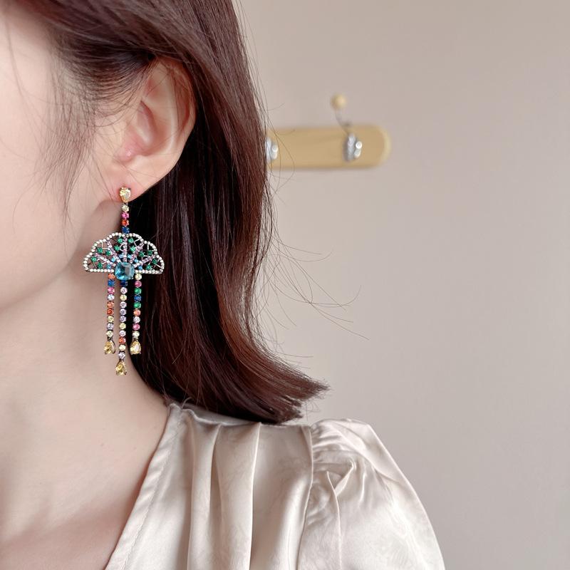 Роскошные серьги Court, атмосферные, тяжелые промышленные, циркониевые, ретро, длинные, с бахромой, серьги