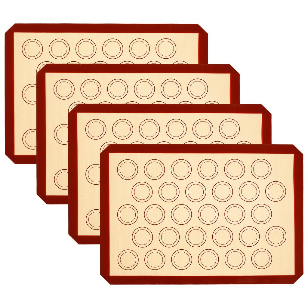 4Pcs Macaron Silicone Baking Non Stick Mat Cookie Pad Rolling Dough Mat Baking Gadget for Oven Sheet Cake Bakeware Kitchen Tools