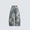 Mens Loose Fit Jeans Distressed Ripped Raw Hem Wide Leg Streetwear Pants Teens