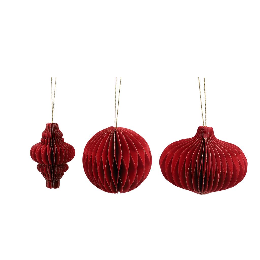 Набор из 3 подвесных бумажных елочных украшений, декоративный бумажный фонарик с блестящим краем
