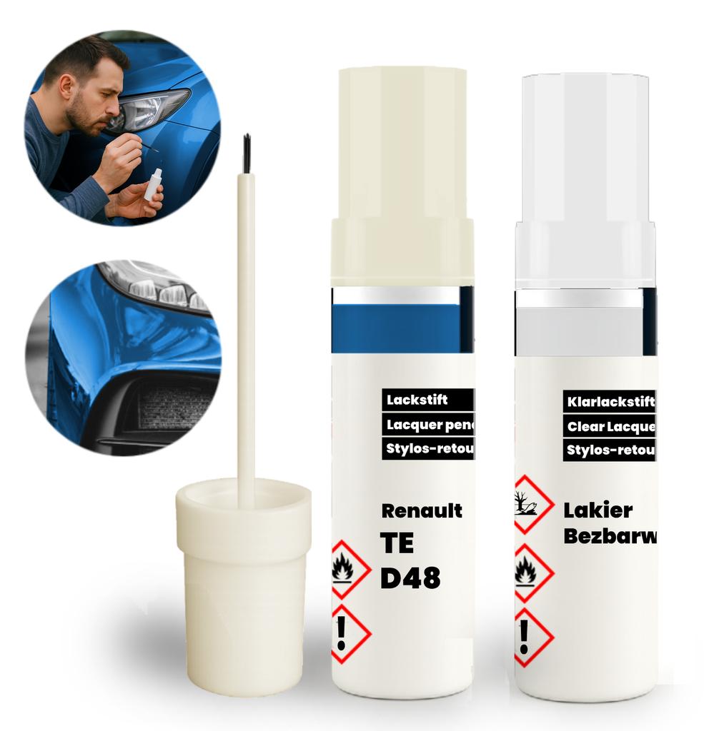RENAULT TE D48 Touch-Up Kit 2 in 1: Base Coat + Clear Coat with Brush
