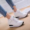 Fashion Women Casual Shoes Autumn Platform Hidden Increasing Sneakers PU Leather Shoes Woman Breathable High Quality White Shoe New 2024