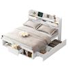 Double Bed, 160*200cm, With USB Port & Drawers & Storage Cabinet, Children's Bed, Multifunctional Bed, Large Storage Space, without Mattress, White