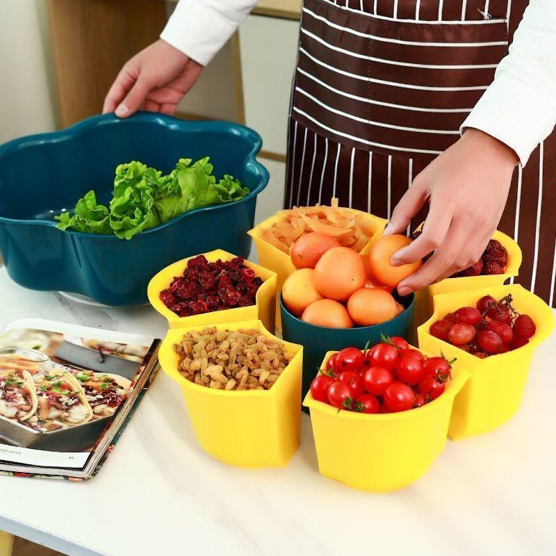 1/2 шт. Многофункциональное блюдо для хот-пота с двухслойным поддоном для слива, вращающимся тазом большой вместимости, незаменимое для хот-пота