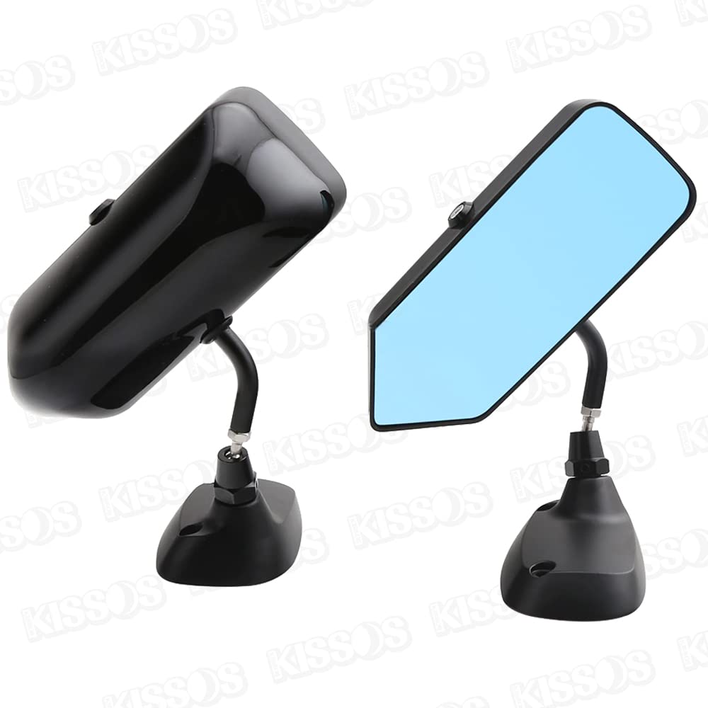 universal racing mirrors with carbon fiber pattern and blue Set of left and Lightweight, lenses. right.