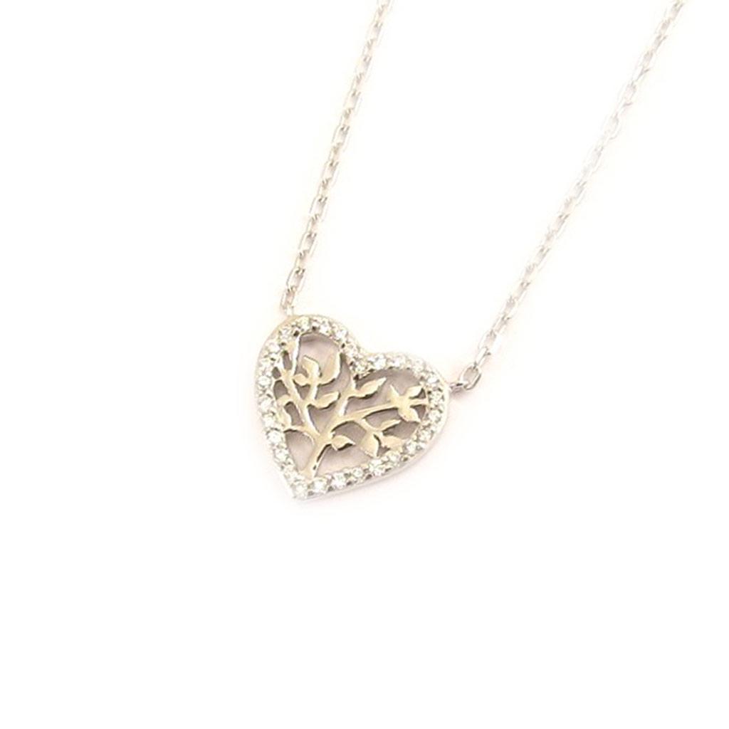 Les Trésors De Lily [L4610] - Белое серебряное колье «Любовь» (дерево жизни) с родиевым покрытием - 12x13 мм