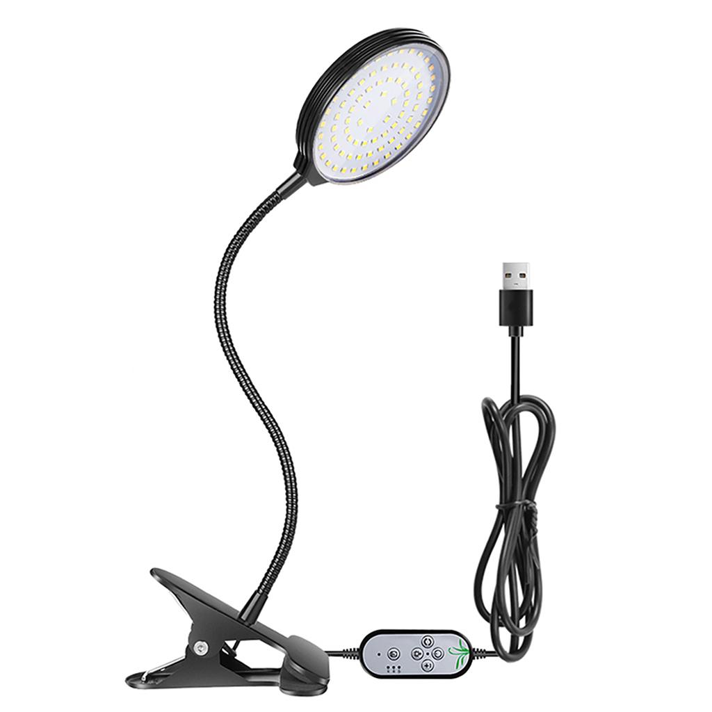 USB Лампа для выращивания растений 78 светодиодов Солнечный свет Полный спектр Регулируемая Настольная лампа с зажимом для выращивания комнатных растений 5 уровней яркости