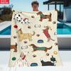 Cute Cartoon Dog Print Flannel Blanket, Soft Dachshund Dalmatian Throw Blanket, Cozy Gift for Dog Lovers, Kids Bedroom Decor