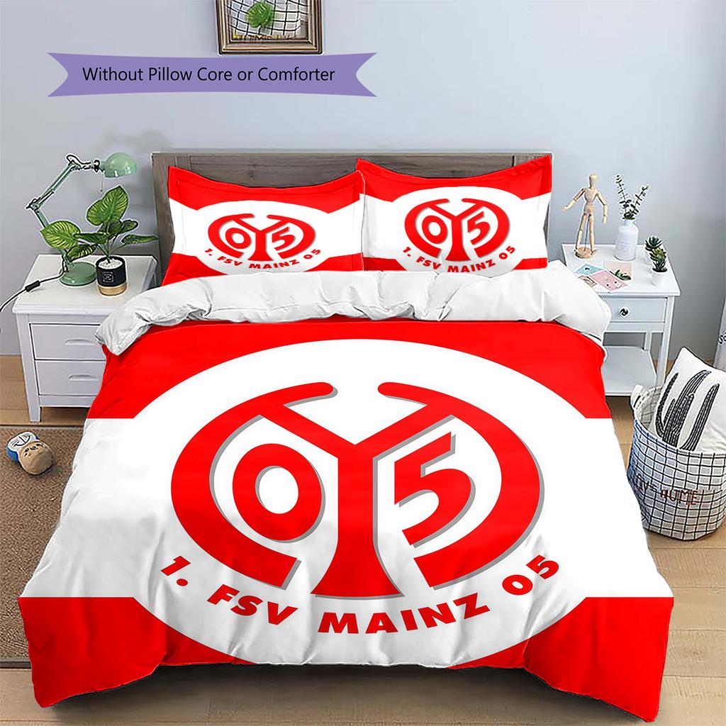 FSV Mainz 05 Pattern Bedding Quilt Set Home Decoration Gift (1 * duvet cover + 2 * pillowcase without core)